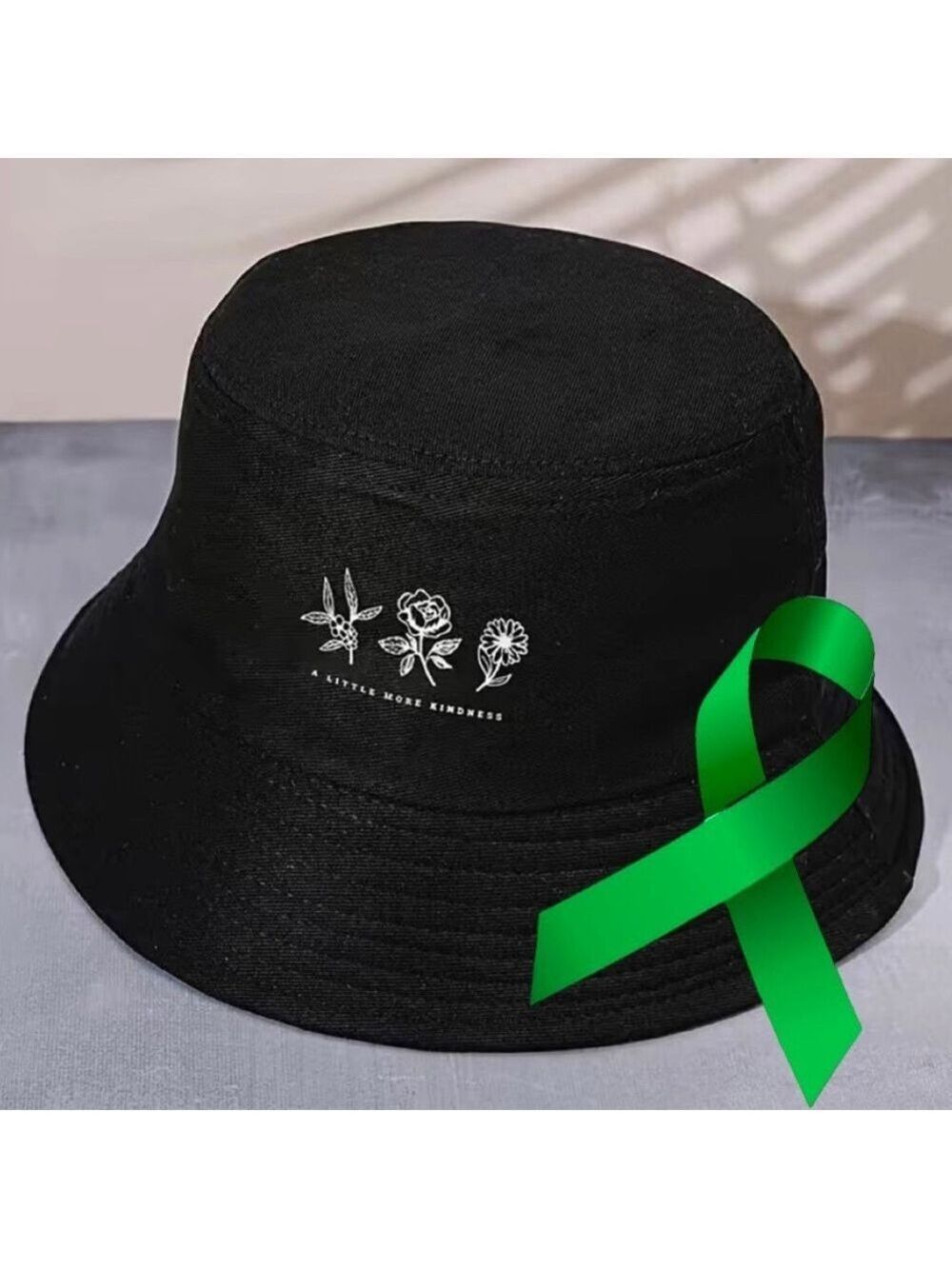 MORE KINDNESS flowered bucket hat